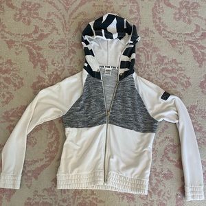 white and grey Pink sweatshirt